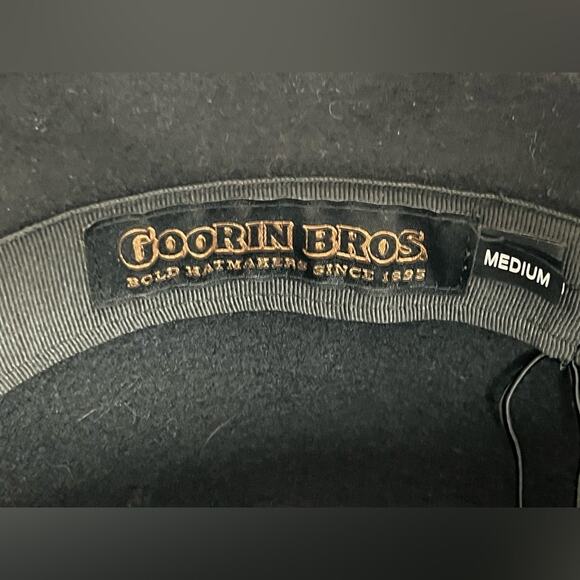 GOORIN BROS. Women’s Medium Cloche Wool Hat Black Ribbon Bow Logo Adjustable Cap - Picture 4 of 5